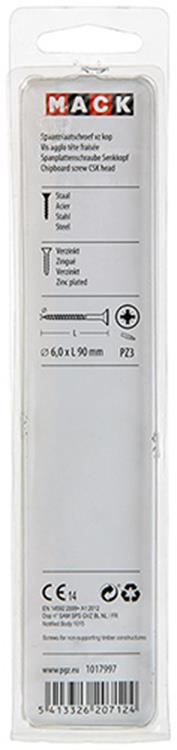 Mack 1017997 – Spanplattenschraube mit Kopf gelb beschichtet. 16 Stück 6,0 x 90 mm | 5 Stück