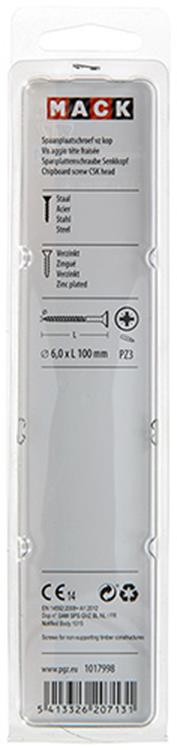 Mack 1017998 – Spanplattenschraube mit Kopf gelb beschichtet. 14 Stück 6,0 x 100 mm | 5 Stück