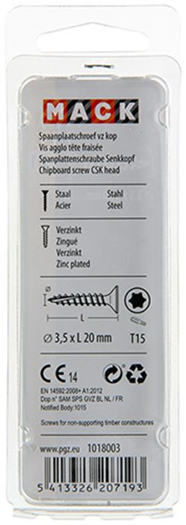 Mack 1018003 - spanienplschr.vzkop-selbstmontage gelb sat.100 Stück 3,5 x 20 mm | 5 Stück