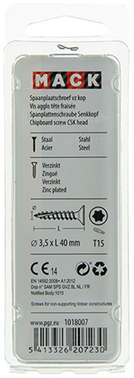 Mack 1018007 - spanienplschr.vzkop-selbstmontage gelb plattiert 55 Stück 3,5 x 40 mm | 5 Stück
