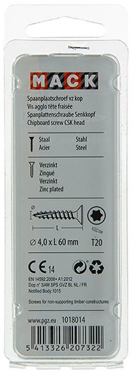 Mack 1018014 - spanienplschr.vzkop-selbstmontage gelb plattiert 25 Stück 4,0 x 60 mm | 5 Stück