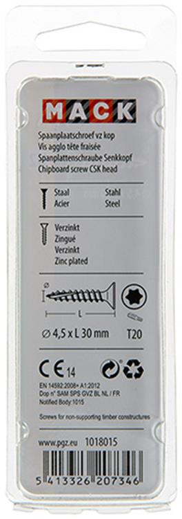 Mack 1018015 – Spanien plschr.vzkop-selbstmontage gelb plattiert 45 Stück 4,5 x 30 mm | 5 Stück