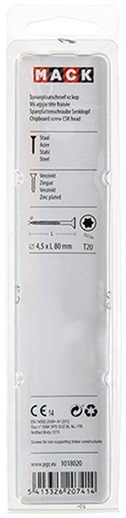 Mack 1018020 - spanplschr.vzkop-selbstmontage gelb plattiert 20 Stück 4,5 x 80 mm | 5 Stück