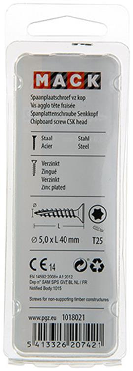 Mack 1018021 - spanienplschr.vzkop-selbstmontage gelb plattiert 26 Stück 5,0 x 40 mm | 5 Stück