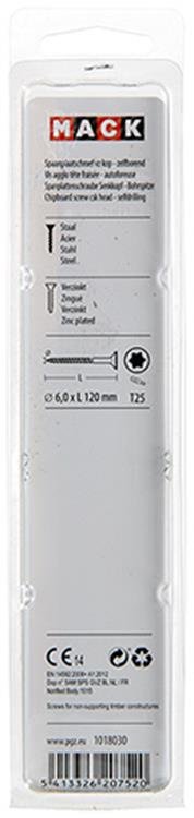 Mack 1018030 – Spanien plschr.vzkop-selbstmontage gelb plattiert 12 Stück 6,0 x 120 mm | 5 Stück