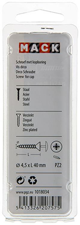 Mack 1018034 - Schraube mit Kopfbohrung, verzinkter Stahl. 30 Stück 4,5 x 40 mm | 5 Stück