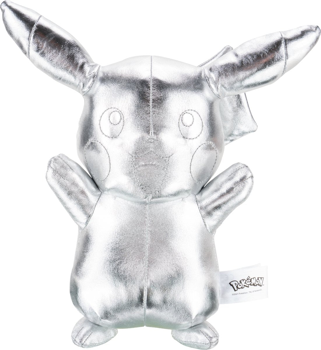 Jazwares Pokémon Plüsch-Kuscheltier 25. Jubiläum Silberversion Pikachu 30 cm silberfarben