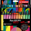 Stabilo Pen 68 Max Arty Filz -Tip -Stift mit dickem Meißel Peak 24 Farben