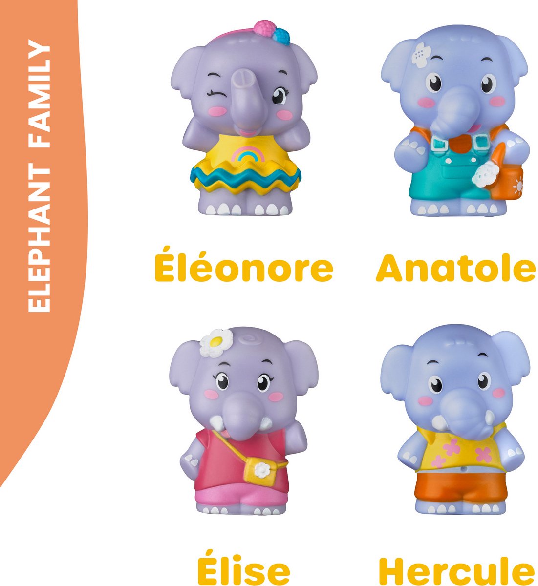 Klorofil Spielset Familie ''Elefant'' | Spielfiguren-Set - Familienfiguren - Kinderspielzeug - Herkules, Elise, Eleonore und Anatole - ab 18 Monaten - 4-teilig