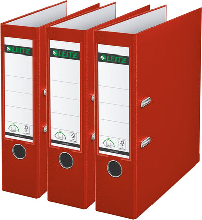 Leitz 180°-Ordner PP A4 – Rückenbreite 80 mm – Vorteilspackung (3 Stück) – rot