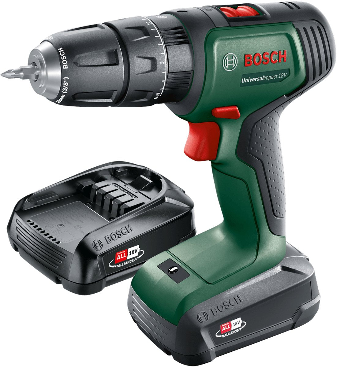 Bosch Akku-Bohrschrauber universalimpact 18 – mit 2x 18 V Akku (1,5 Ah) und Ladegerät