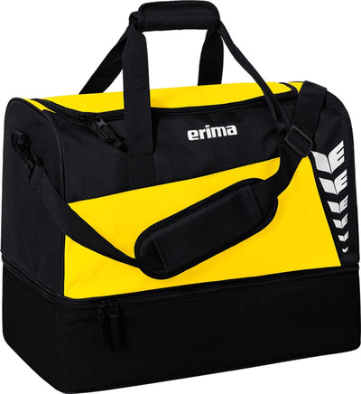 Erima Six Wings (kleine) Sporttasche mit Bodenfach – gelb schwarz | Größe: s