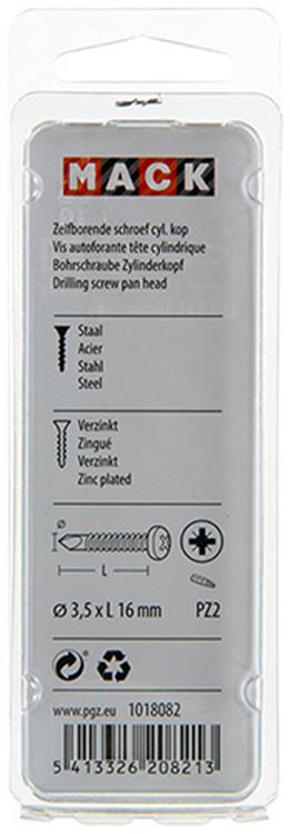 Mack 1018082 - Bohrschraube Zylinderkopf verzinkt 105 Stück 3,5 x 16 mm | 5 Stück