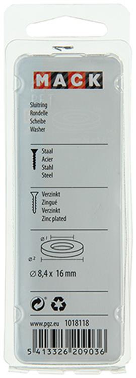 Mack 1018118 - Unterlegscheibe Stahl verzinkt 100 Stück 8,4 x 16 mm | 5 Stück