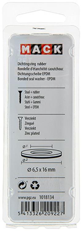 Mack 1018134 - Dichtring Gummi verzinkt 40 Stück 6,5 x 16 mm | 5 Stück