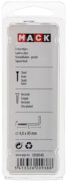 Mack 1018145 - Daumenschraube aus verzinktem Stahl, 26 Stück, 4,0 x 45 mm | 5 Stück