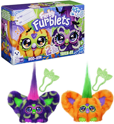 Furby Furblets Trick-Ee und Boo-Kin, Herbstausgabe, Duopack elektronische Mini-Kuscheltiere für Mädchen und Jungen ab 6 Jahren