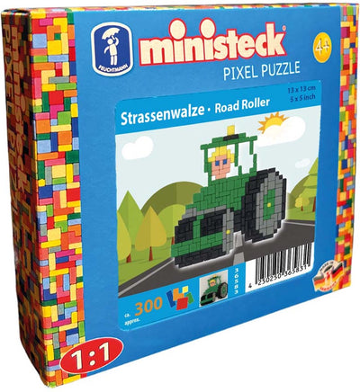 Ministeck Baufahrzeug-Mosaik-Set – Straßenwalze – kleine Box – 400 Steine.
