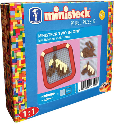 Ministeck Mosaikspielzeug Minirahmen Pferd Hase - kleine Box.