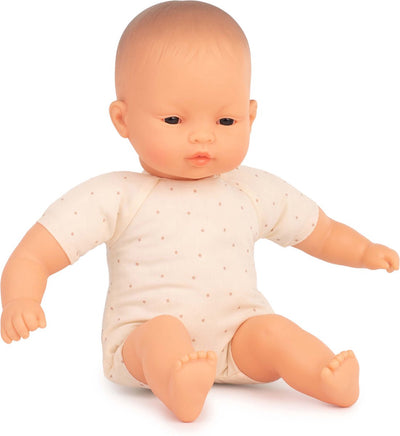 Miniland Babypuppe mit Stoffkörper – asiatisch 32 cm – mit Vanilleduft – wasserfest – 10 Monate