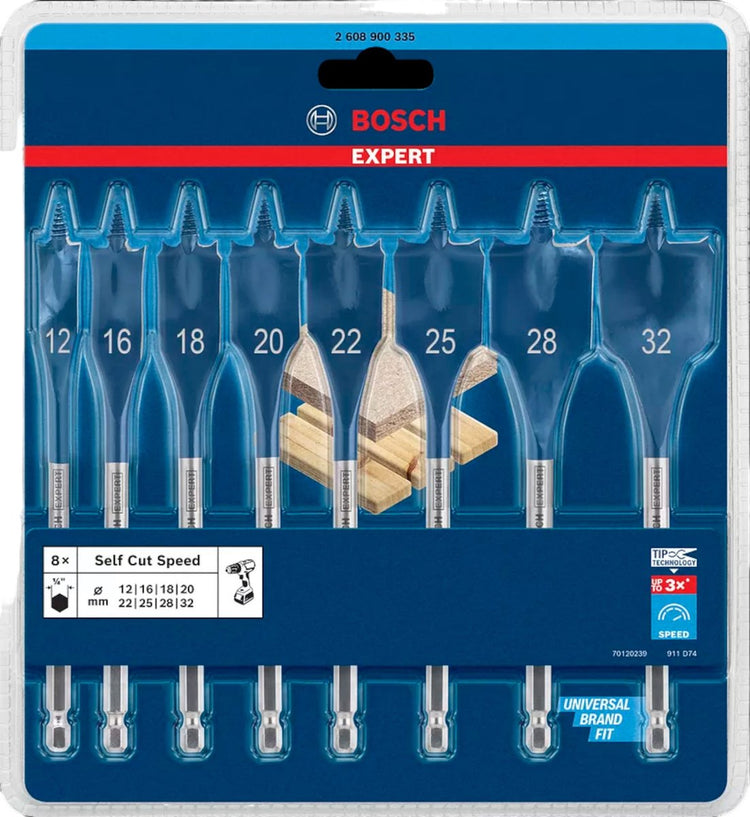 Bosch Expert Selbstschnitt-Schnellbohrer-Set – 8-teiliges Holzbohrer-Set