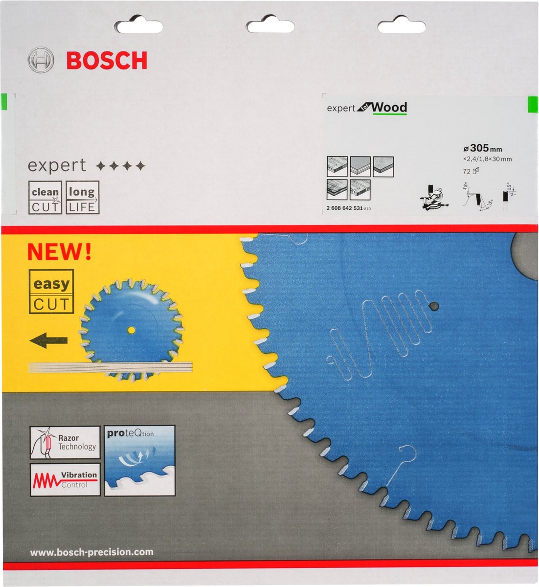 Bosch - Kreissägeblatt-Experte für Holz 305 x 30 x 2,4 mm, 72