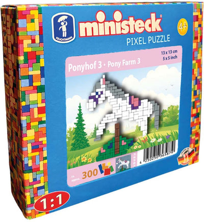 Ministeck Kreativ-Mosaik-Set Ponyhof 3 – 300 Steine ​​– buntes Spielzeug.