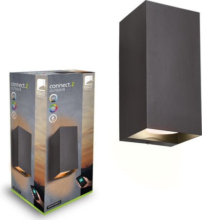 Eglo connect.z eremitana-z intelligente Außenwandleuchte – GU10 – 24 cm – Schwarz – einstellbares RGB-Weißlicht – dimmbar – ZigBee