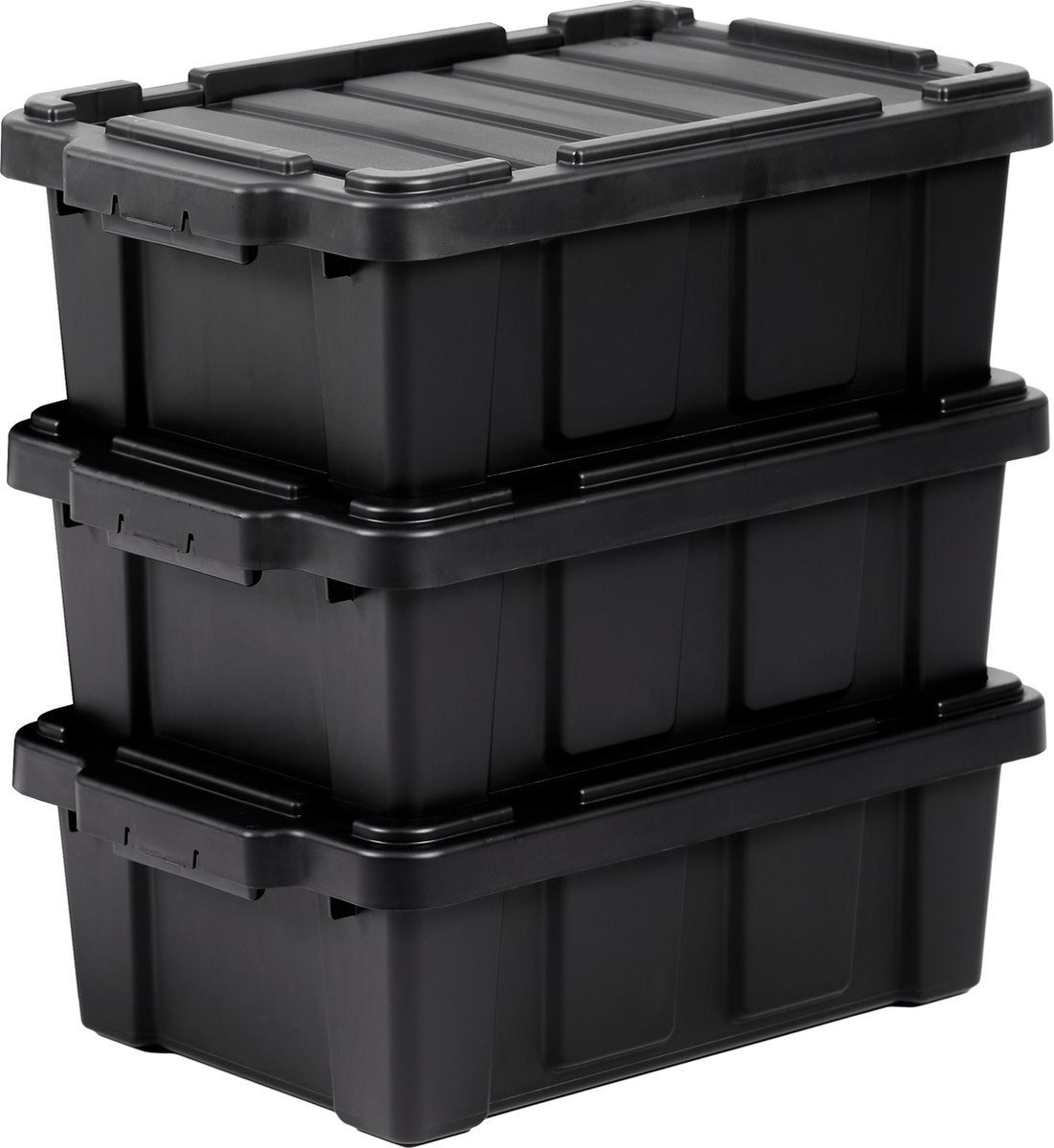 Iris Power Box robuste Aufbewahrungsbox – 12,5 l – 100 % recycelter Kunststoff – Schwarz – 3er-Set