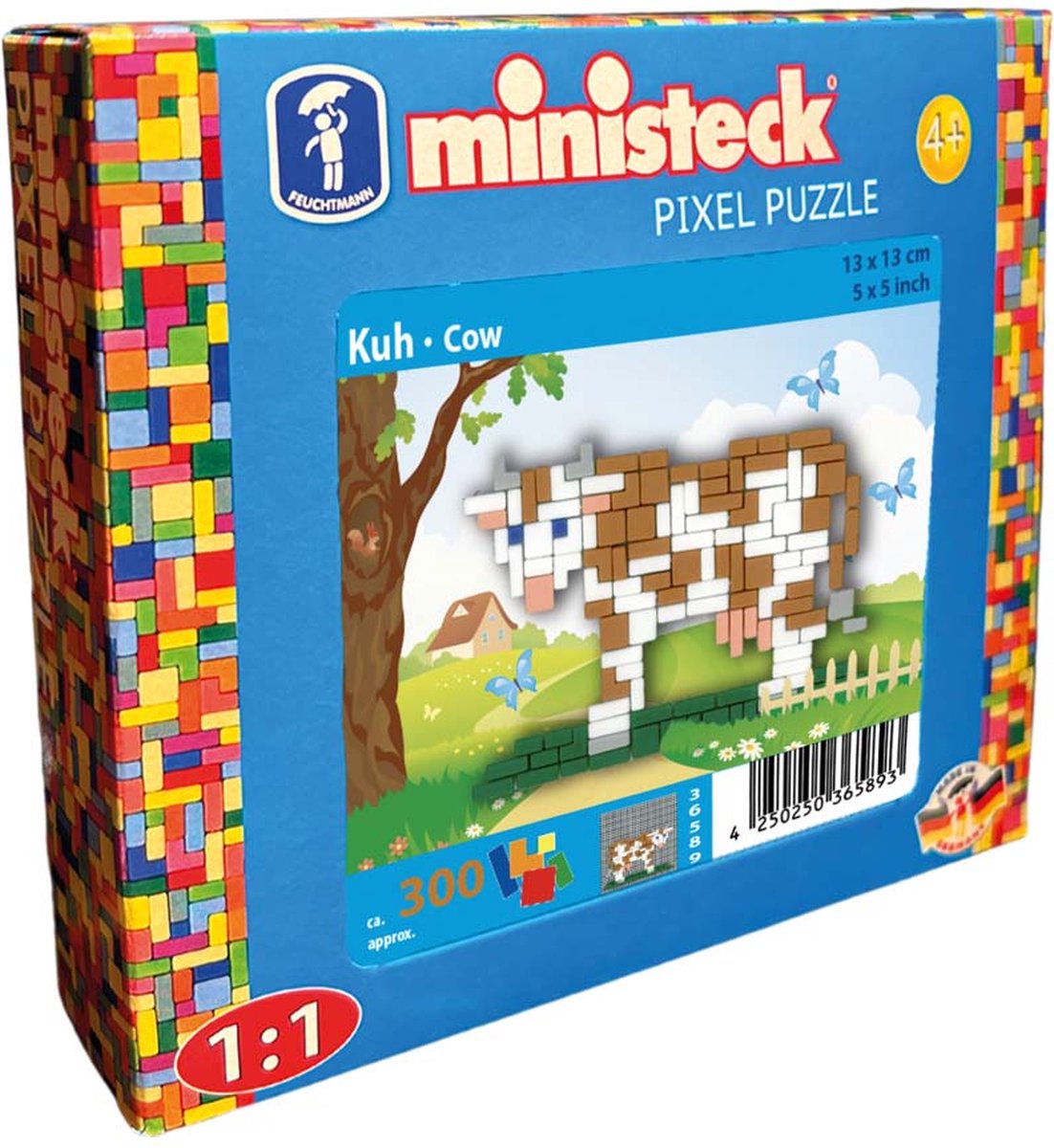 Ministeck Bauernhof-Kuh-Baukasten – kleine Box – 300 Teile.