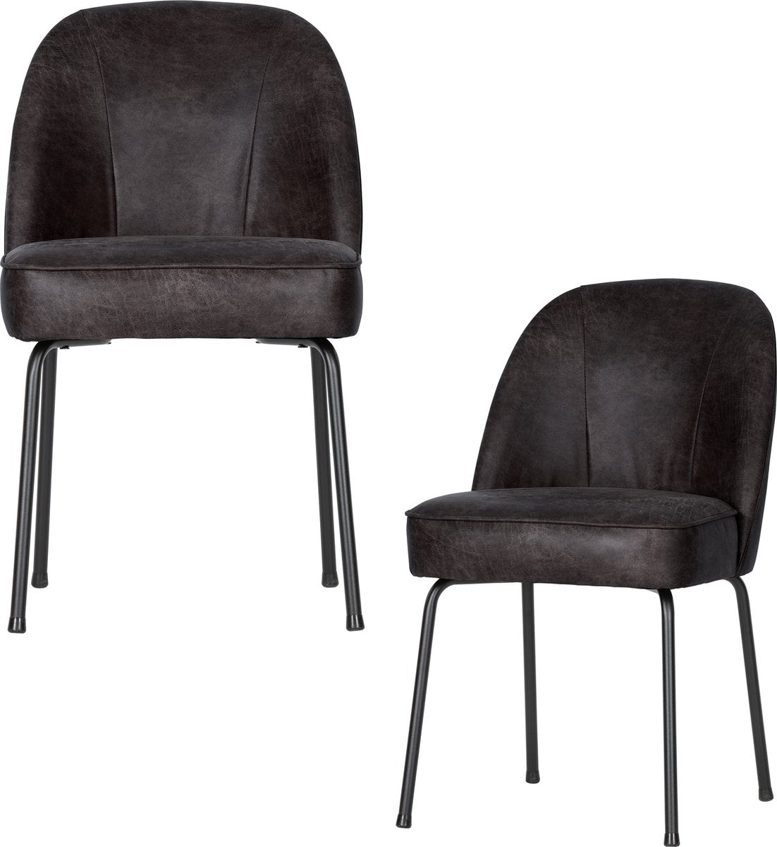 Woood Vogue Esszimmerstühle – Leder – Schwarz – 2er-Set