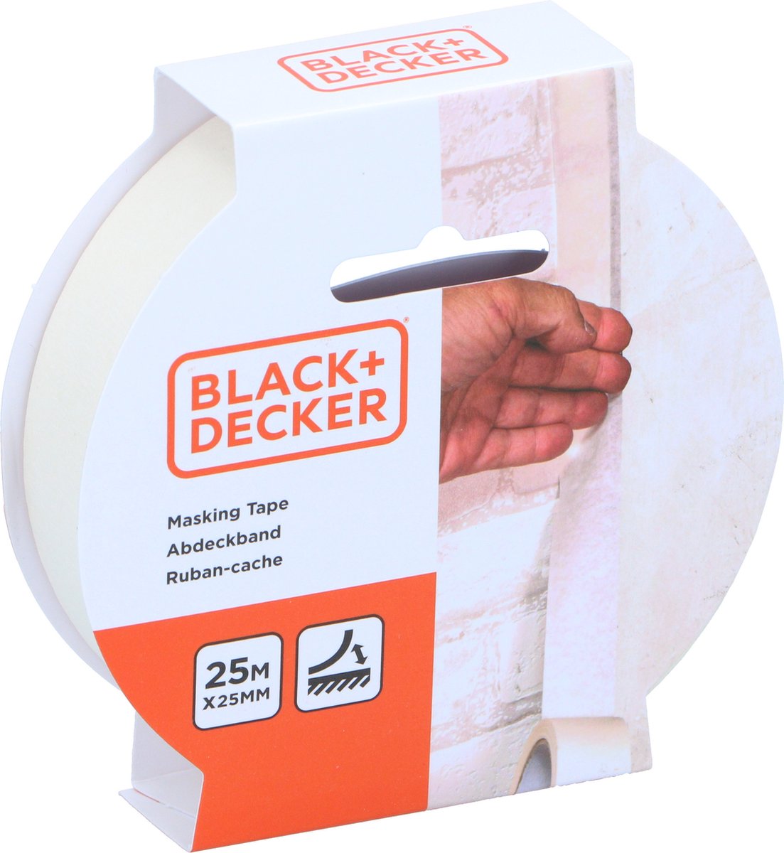Black+Decker Black Decker Masking Tape Malerband – weiß – 25 mm x 25 m – für drinnen und draußen