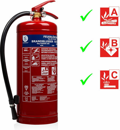 Smartwares 10.014.72 – Feuerlöschpulver 6kg – inklusive Montagehalterung – Brandklasse ABC – BSI zertifiziert
