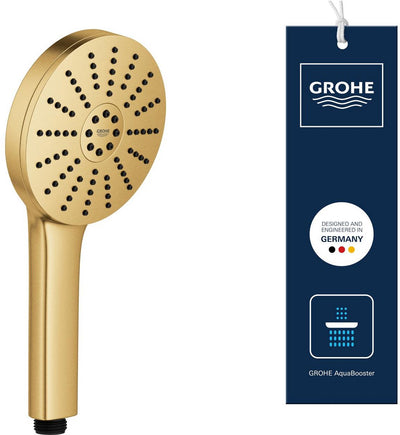 Grohe Vitalio Joy+ 120 Handbrause – 3 Strahlarten – Aqua-Booster – Wassersparend (7 l min) – gebürstet Cool Sunrise