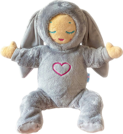 Schlafanzug für Lulla-Puppe, flauschiger Hase – grau
