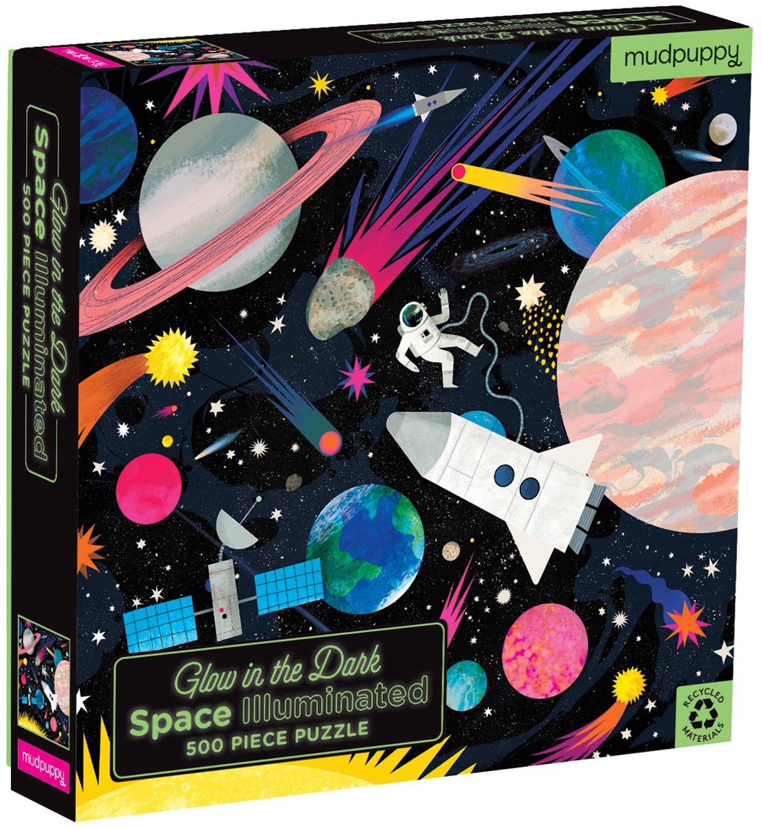 Mudpuppy Glow in the Dark Puzzle – Weltraum – 51 x 51 cm – 500 Teile – 8 Jahre
