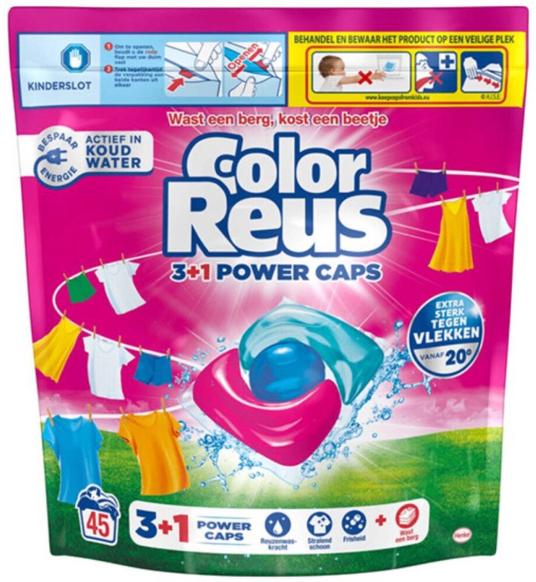 Color Reus 3+1 Power Caps – Waschkapseln Waschmittel – Buntwäsche – 45 Wäschen