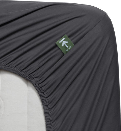 Perkal-Baumwolle von Percale – Spannbettlaken mit geteiltem Topper – 180 x 220 – Anthrazit