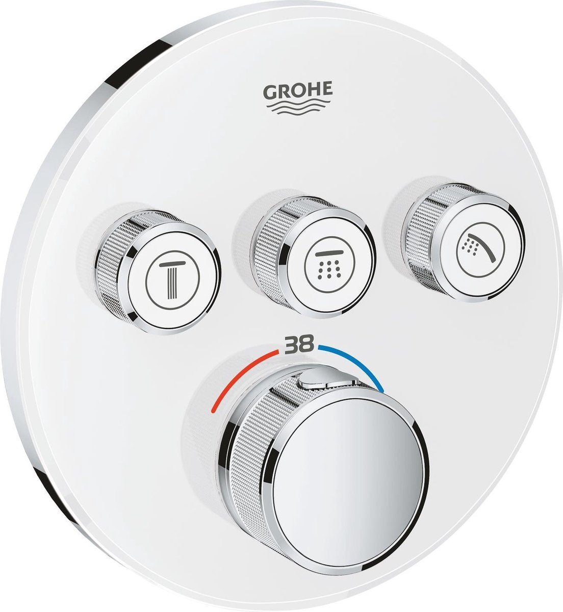 Grohe Grohtherm smartcontrol Thermostat-Duscharmatur – Einbau-Mischbatterie – mit Umsteller – rund – weiß