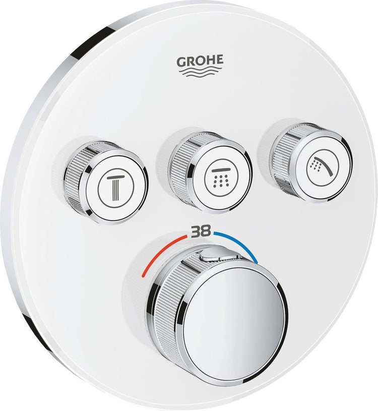 Grohe Grohtherm smartcontrol Thermostat-Duscharmatur – Einbau-Mischbatterie – mit Umsteller – rund – weiß
