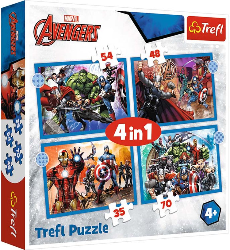 Trefl Puzzle Avengers 4-in-1 – Disney Marvel Superhelden-Kinderpuzzle.