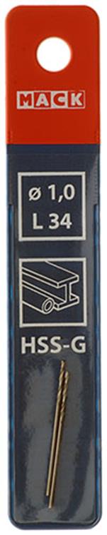Mack 1018396 – Metallbohrer HSS G DIN 338 ø 1,0 x 34 mm 2 Stück | 5 Stück