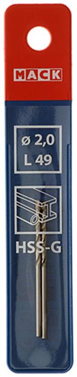 Mack 1018398 – Metallbohrer HSS G DIN 338 ø 2,0 x 49 mm 2 Stück | 5 Stück