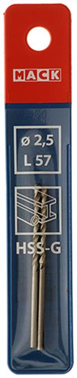 Mack 1018399 – Metallbohrer HSS G DIN 338 ø 2,5 x 57 mm 2 Stück | 5 Stück