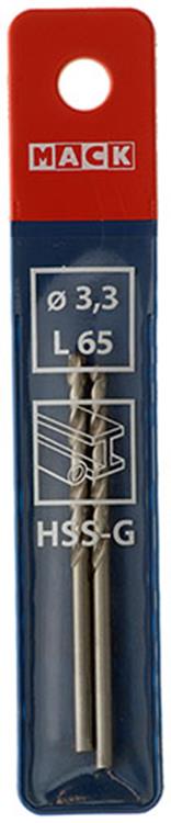 Mack 1018401 - Metallbohrer HSS G DIN 338 ø 3,3 x 65 mm 2 Stück | 5 Stück