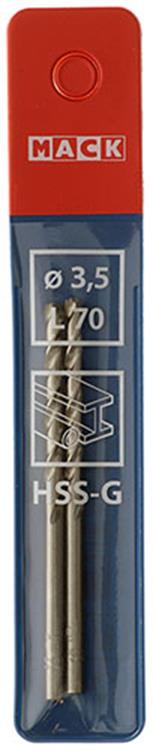 Mack 1018402 - Metallbohrer HSS G DIN 338 ø 3,5 x 70 mm 2 Stück | 5 Stück