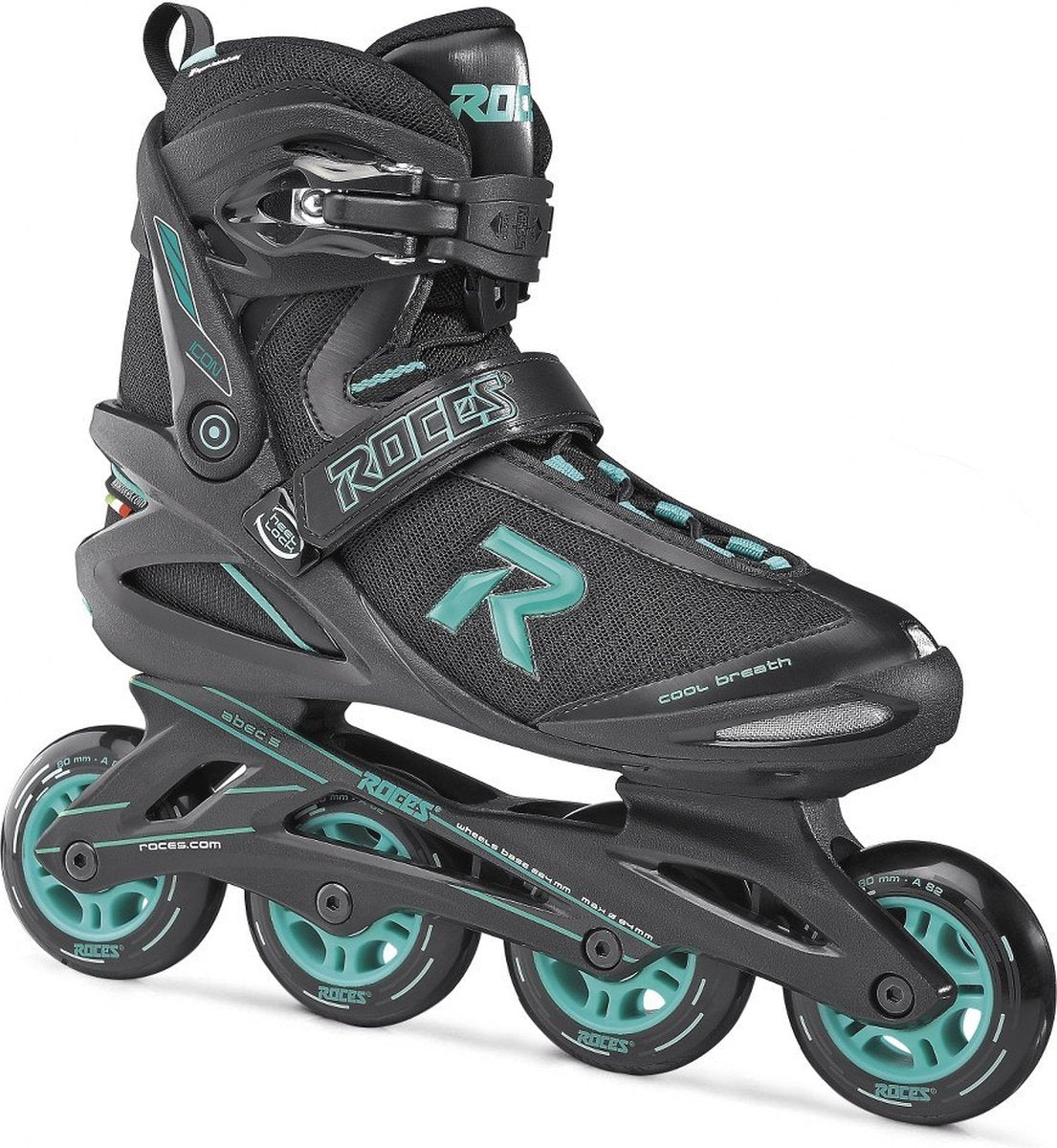 Icon Inlineskates Softboot Damen 80 mm 82A Schwarz Aqua Größe 40