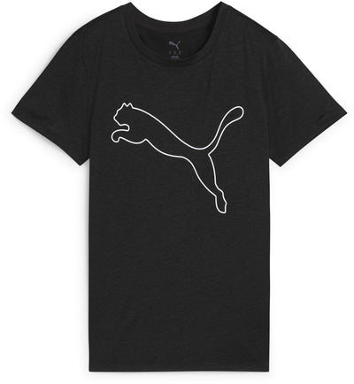 Puma W Tad Essential Heather Logo Tee Damen-Sportshirt – Black Heather