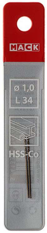 Mack 1018418 - Metallbohrer HSS CO5% DIN 338 ø 1,0 x 34 mm 2 Stück | 5 Stück