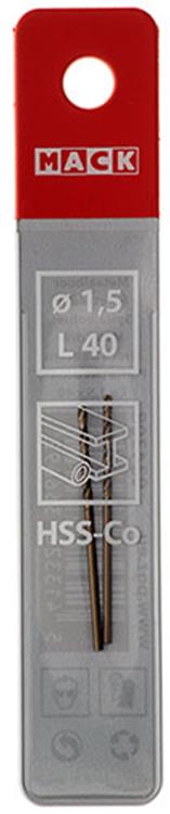 Mack 1018419 - Metallbohrer HSS CO5% DIN 338 ø 1,5 x 40 mm 2 Stück | 5 Stück